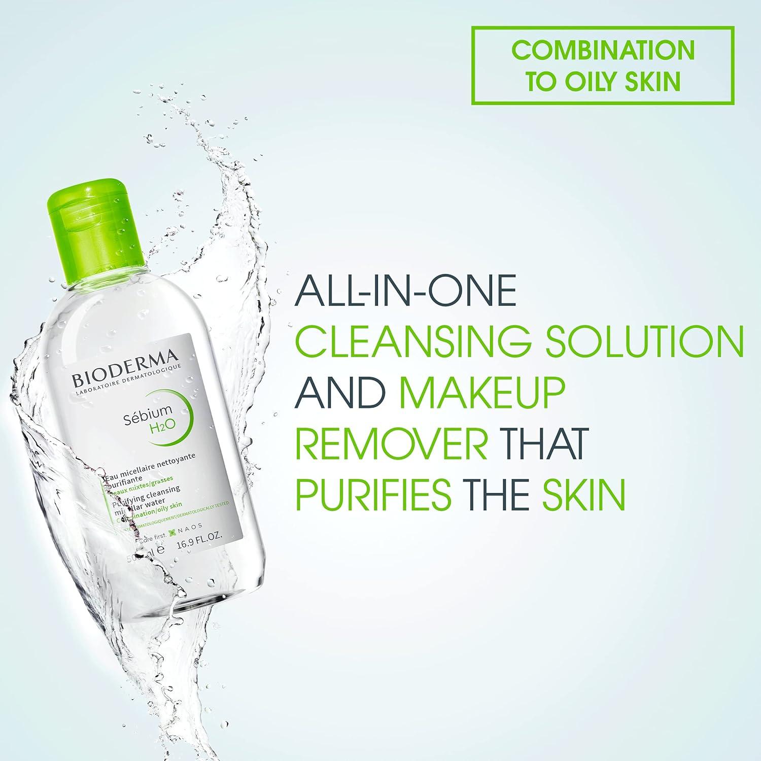 Bioderma Sebium H2O Cleansing Solution for Unisex - 16.7 oz CleanserPersonal CareExperience effective cleansing with Bioderma Sébium H2O Micellar Water, specifically formulated for combination to oily skin. This micellar solution gently removes makeup and